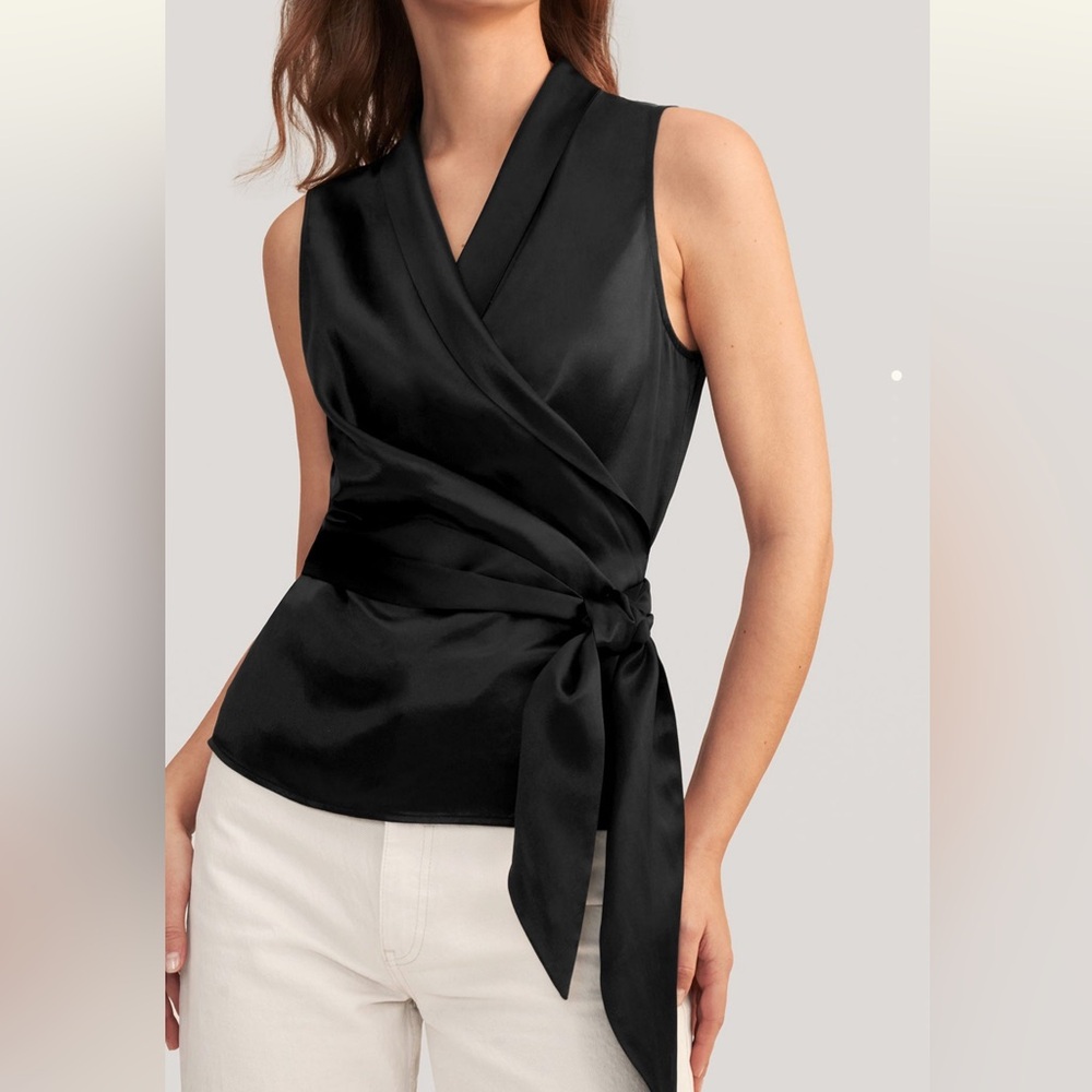 Elegant Black Wrap Blouse